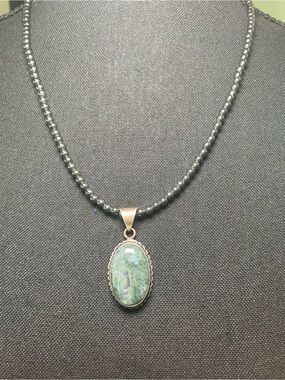 Green Jasper Oval Pendant Necklace - Women's Beaded Jewelry